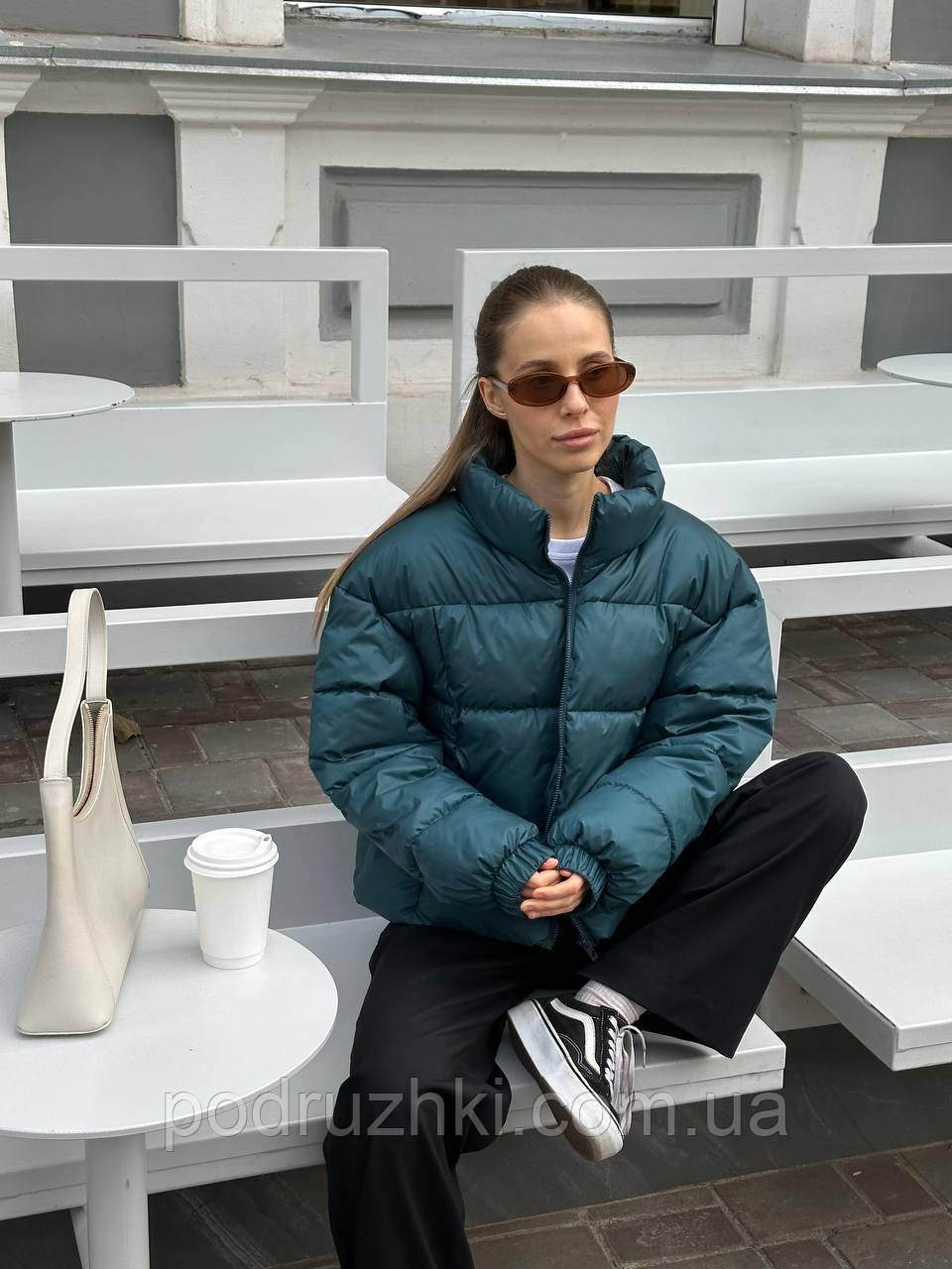 Жіноча куртка пуфер плащівка + наповнювач пух розмір 42-46, 48-52, фото 1