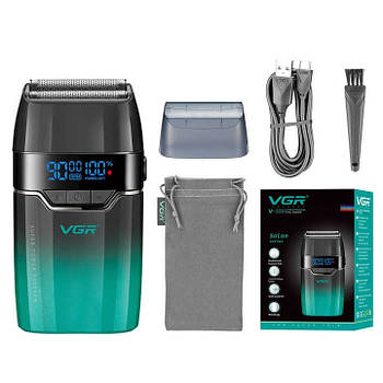 Електробритва VGR V-308 акумуляторна з тримером для чоловіків з титановими сіточками та цифровим дисплеєм