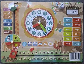 Дерев'яний навчальний набір Playtive HG07271 з магнітним календарем і годинником Brown (3_07297)