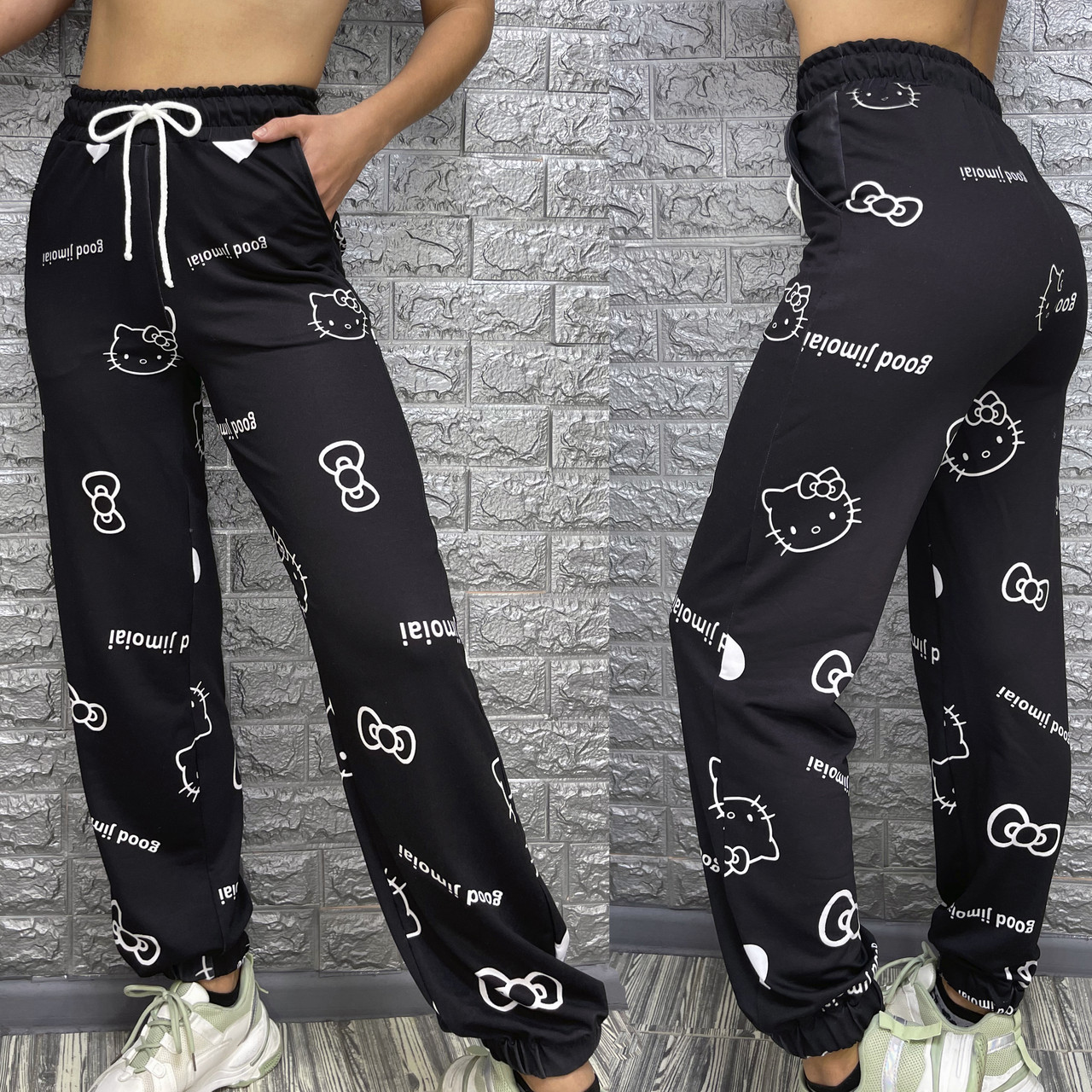 Жіночі штани з принтом Kitty,РОЗМІР ТІЛЬКИ 42, фото 1