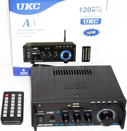 Підсилювач звуку UKC А3 2CH 2x40Вт USB + SD + FM + AUX + пульт – компактний двоканальний підсилювач для дому