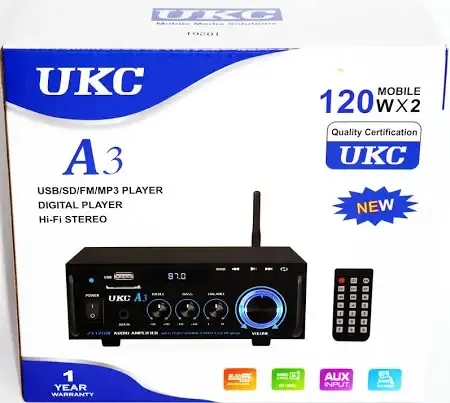 Підсилювач звуку UKC А3 2CH 2x40Вт USB + SD + FM + AUX + пульт – компактний двоканальний підсилювач для дому, фото 2