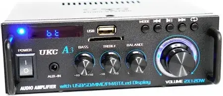 Підсилювач звуку UKC А3 2CH 2x40Вт USB + SD + FM + AUX + пульт – компактний двоканальний підсилювач для дому, фото 4