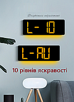 Годинник Deepfox DS-6669R LED цифровий електронний настінний Будильник Дата Температура Вологість 42х15,5см різнокольоровий, фото 7