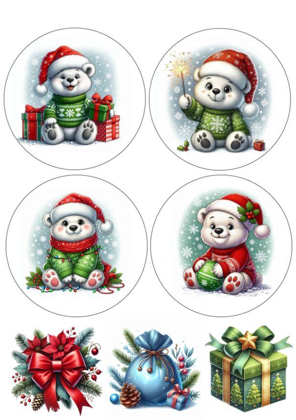 Вафельна картинка ““Новорічний ведмедик”” /ВК-0005/  - А4, фото 1
