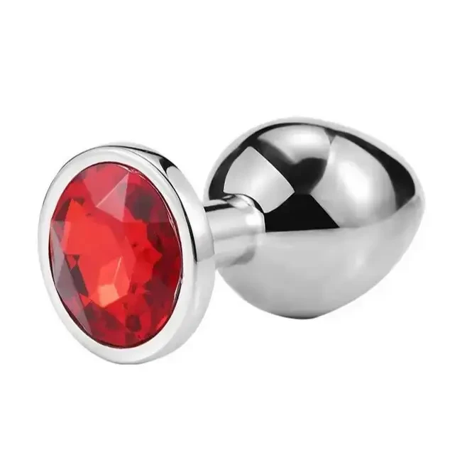 Анальна пробка металева розмір M червоний, фото 1