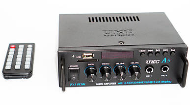 Підсилювач звуку UKC А5 2CH 2x50Вт USB+SD+FM+AUX+пульт – компактний двоканальний підсилювач для дому та авто, фото 3