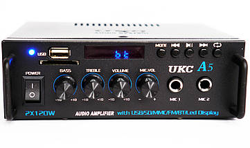 Підсилювач звуку UKC А5 2CH 2x50Вт USB+SD+FM+AUX+пульт – компактний двоканальний підсилювач для дому та авто, фото 5