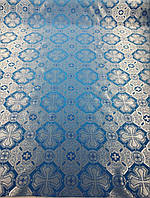 Шовкова церковна тканини Канон синя з сріблом