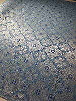 Шовкова церковна тканини Канон блакитна з сріблом