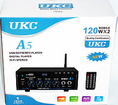 Підсилювач звуку UKC А5 2CH 2x50Вт USB+SD+FM+AUX+пульт – компактний двоканальний підсилювач для дому та авто, фото 2