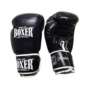 Боксерські рукавички BOXER NEW 6 оz вінілшкіряні чорні