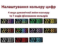 Годинник Deepfox DS-6669R LED цифровий електронний настінний Будильник Дата Температура Вологість 42х15,5см різнокольоровий, фото 3