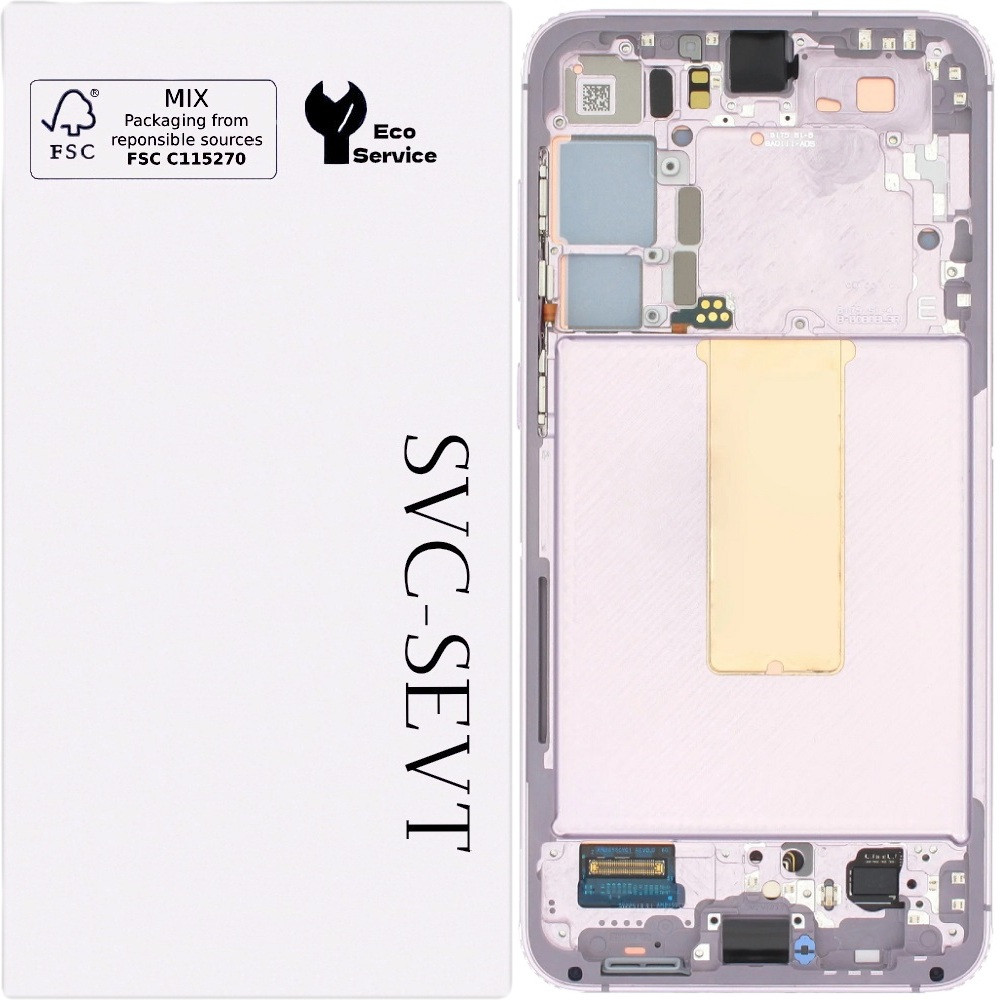 Дисплей Samsung S916 Galaxy S23+ чорний, Amoled, оригінал, сервісна упаковка, з рамкою фіолетового кольору, La, фото 1