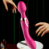 Двосторонній вібратор силіконовий, Вібратор мікрофон, перезаряджуваний, Універсальний вібромасажер, Інтимні гол, фото 7
