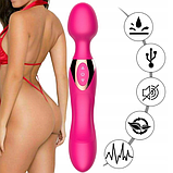 Двосторонній вібратор силіконовий, Вібратор мікрофон, перезаряджуваний, Універсальний вібромасажер, Інтимні гол, фото 10