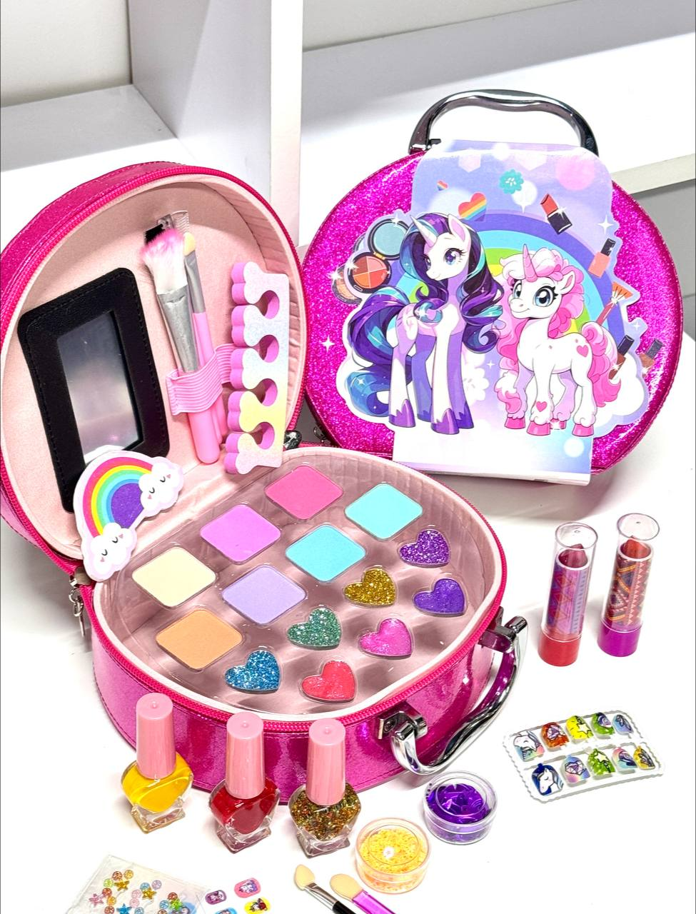 Набір косметики для дівчаток B510 з сумкою, на 31 елементи, Малинова, фото 1