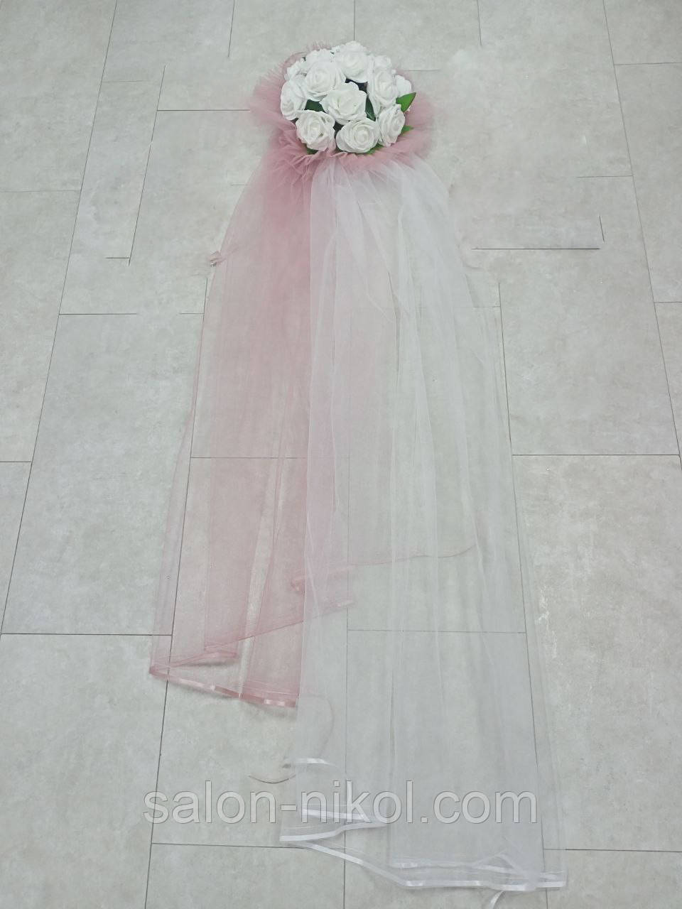 Ікебана на весільну машину пудра. Прикраси на весільний автомобіль, фото 1