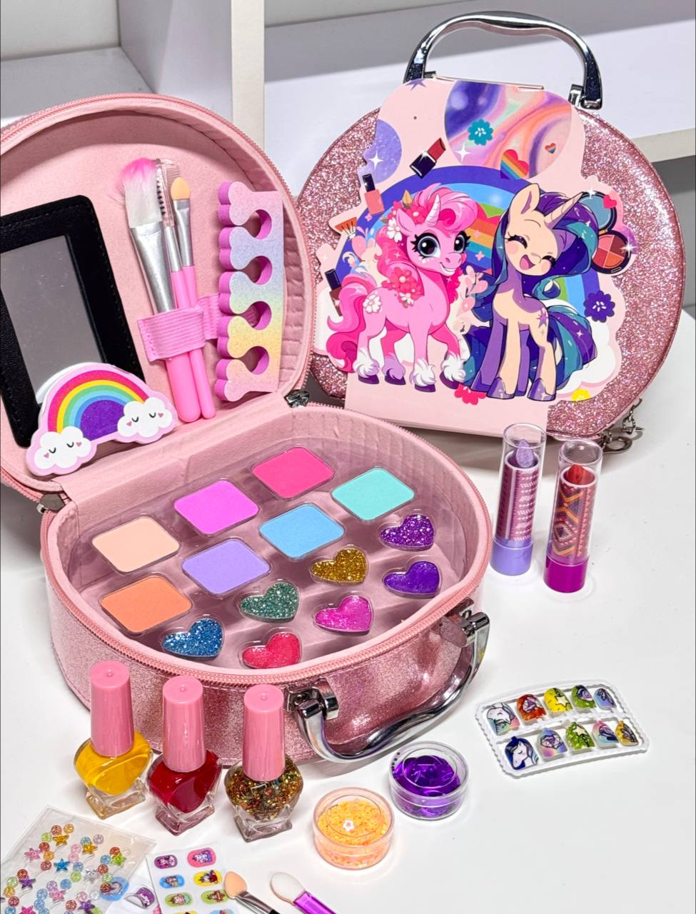 Набір косметики для дівчаток B510 з сумкою, на 31 елементи, Рожева, фото 1