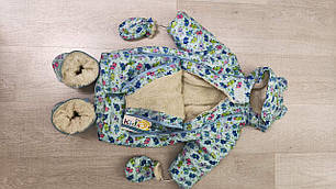 Стильний дитячий зимовий комбінезон-трансформер на синтепоні з овчиною, фото 2