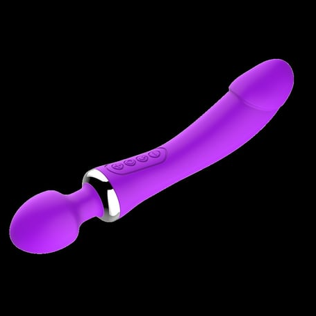 Вібратор з підігрівом двосторонній, вібромасажер для клитера і ерогенних зон, стимулятор для вагіни і анала,, фото 1