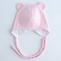 Дитяча демісезонна шапка кашкорсе з вушками Рожева, розмір 38-40