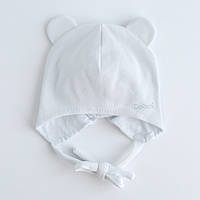Дитяча демісезонна шапка кашкорсе з вушками Біла, розмір 38-40