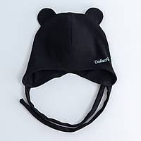 Дитяча демісезонна шапка кашкорсе з вушками Чорна, розмір 38-40