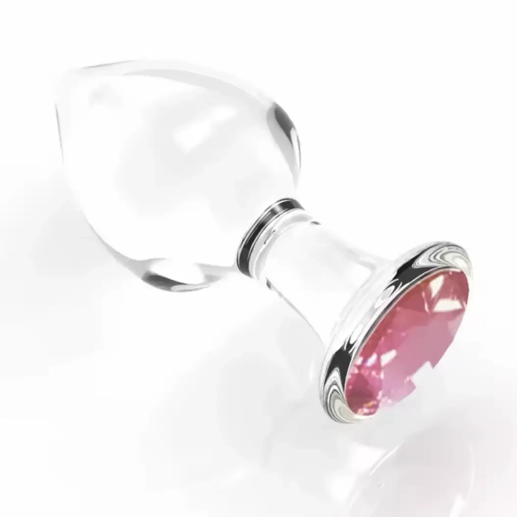 Анальна пробка із кристалом скляна, Пробка для анальної стимуляції, Прозора втулка з каменем S, фото 1