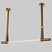 Дизайнерська люстра 120см бронзова 20W 4500K з екошкірою (807-B01 (1200) AB+LBN)