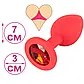 Силіконова пробка анальна з кристалом S червона, фото 2