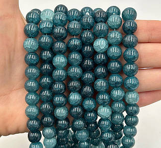 Намистини зі скла «Крижані» / Кракле / Упаковка ≈ 75 шт / Ø10мм / Бірюзово-блакитний