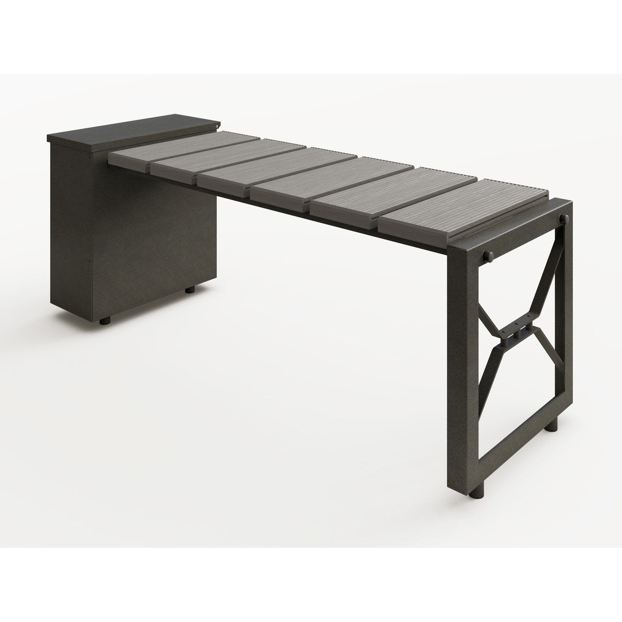 Лавка для цвинтаря 119 см в комплекті з металевим ящиком (сталь/терасна дошка), фото 1