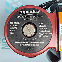 Насос циркуляційний AQUATICA з термодатчиком 65Вт Hmax 4м Qmax 63л/хв Ø1" 130мм + гайки Ø3/4" (GPD20-4T/130) (774011), фото 2