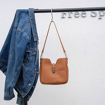 Сумка жіноча коричнева прямокутна з міні клапаном з натуральної шкіри у різних кольорах Jasmin