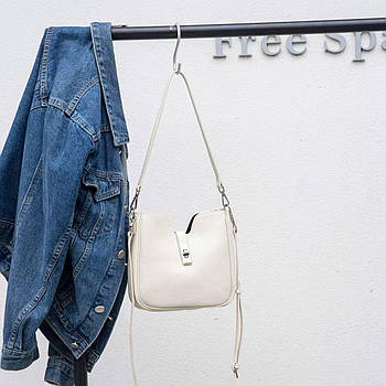 Сумка жіноча біла прямокутна з міні клапаном з натуральної шкіри у різних кольорах Jasmin