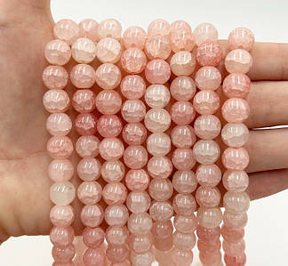 Намистини зі скла «Крижані» / Кракле / Упаковка ≈ 75 шт / Ø10мм / Ніжно-рожевий