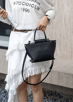 Сумка жіноча чорна крос-боді з довгим ремінцем із натуральної шкіри в різних кольорах Jasmin