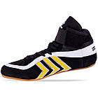 Борцовки замшеві Zelart Scout 4858 розмір 41 Black-White-Yellow, фото 3