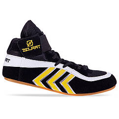 Борцовки замшеві Zelart Scout 4858 розмір 40 Black-White-Yellow