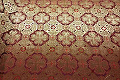 Шовкова церковна тканина Канон бордова із золотом