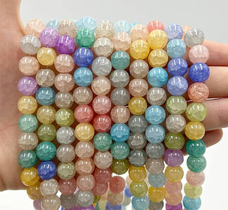 Намистини зі скла «Крижані» / Кракле / Упаковка ≈ 75 шт / Ø10мм / Мікс №15