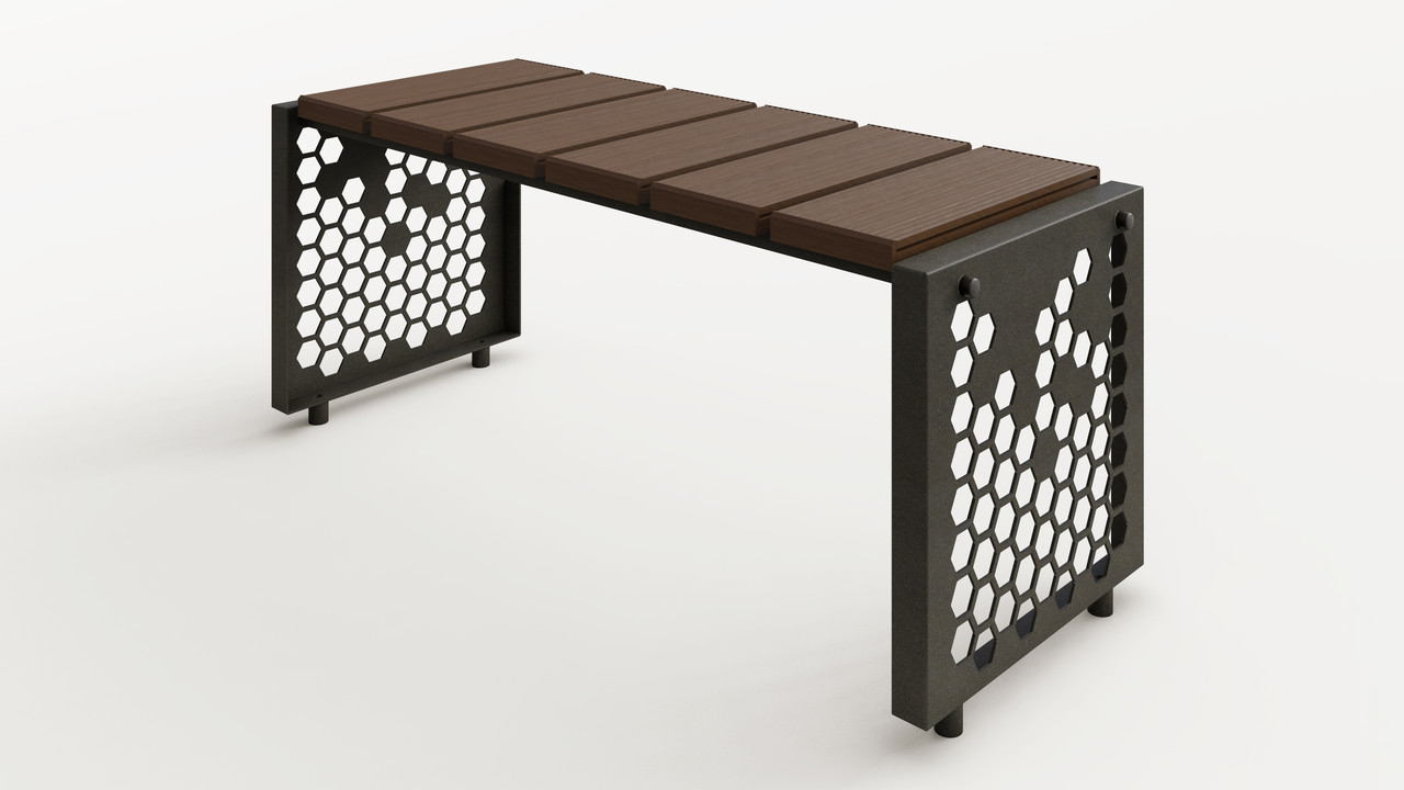 Надгробна лавка 1 м (сталь/терасна дошка), фото 1