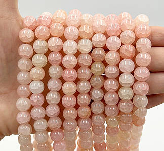 Намистини зі скла «Крижані» / Кракле / Упаковка ≈ 75 шт / Ø10мм / Персиковий