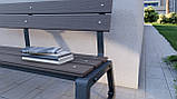 Лавка зі спинкою 175 см (сталь/терасна дошка), фото 7