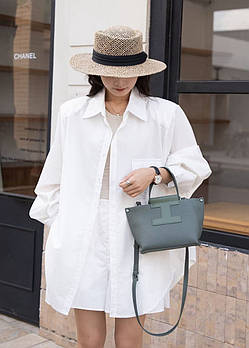 Сумка жіноча сіра крос-боді з довгим ремінцем із натуральної шкіри в різних кольорах Jasmin