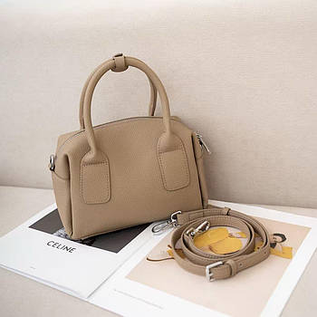 Сумка жіноча бежева крос-боді на блискавці із натуральної шкіри в різних кольорах Jasmin