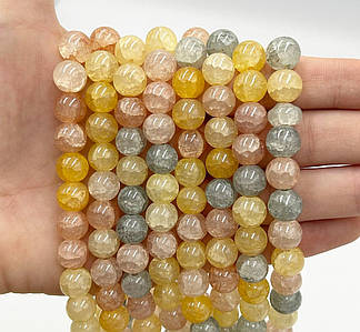 Намистини зі скла «Крижані» / Кракле / Упаковка ≈ 75 шт / Ø10мм / Мікс №19