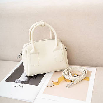 Сумка жіноча біла крос-боді на блискавці із натуральної шкіри в різних кольорах Jasmin