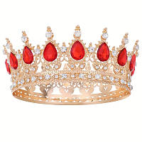 Декор для торта CHI Корона D12 см з червоними камінцями (202300)